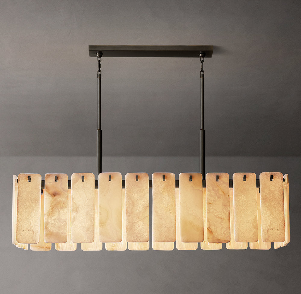 Calamette Onyx Rectangular Chandelier 60" - Tianguang Alabaster Lighting
