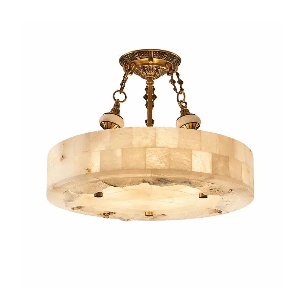 Round Aurevia Alabaster Ceiling Light - Tianguang Alabaster Lighting