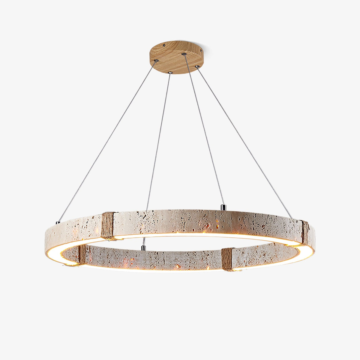 Circle Travertine Pendant Lamp 15.7 in Dia - Tianguang Alabaster Lighting