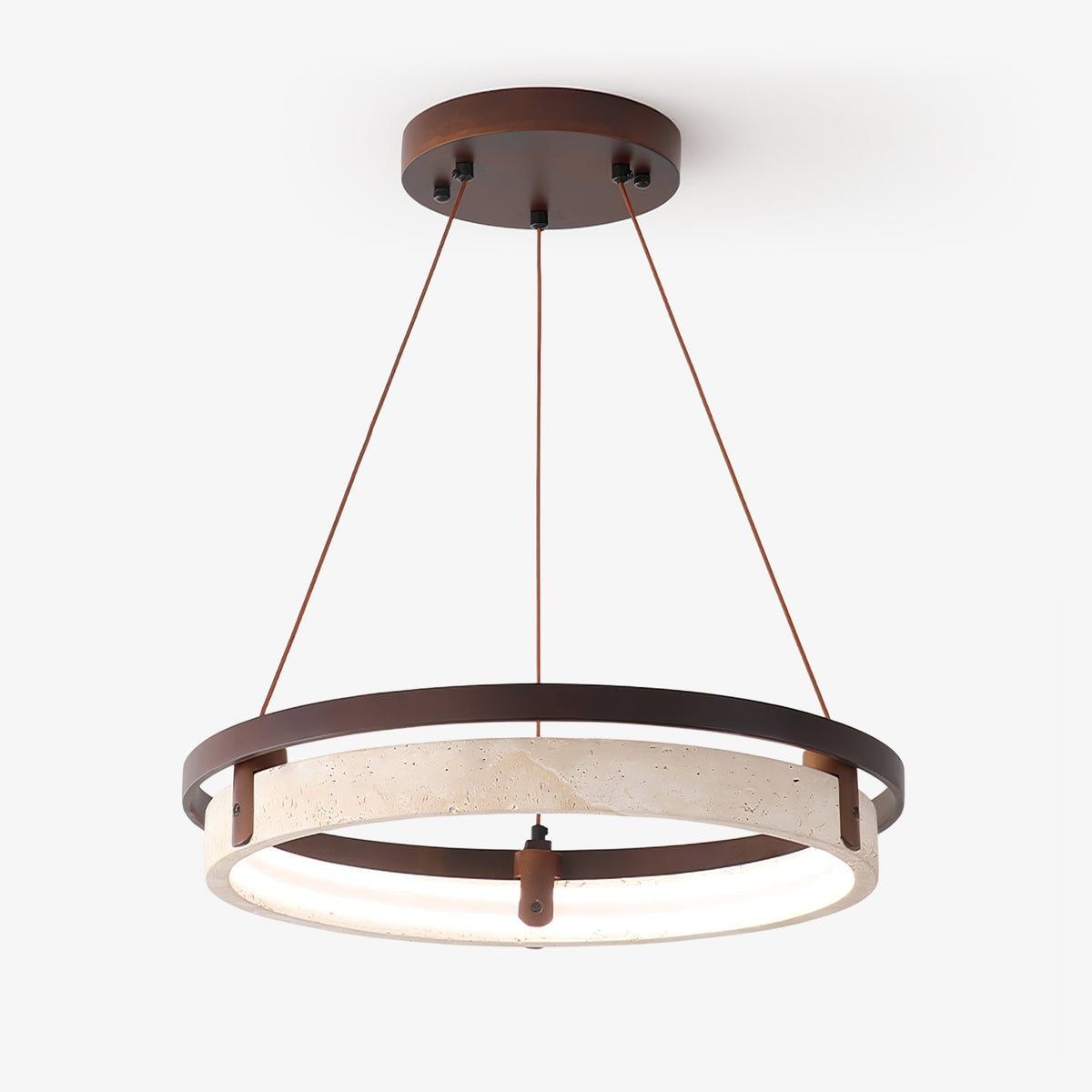 Orbit Travertine Pendant Light 16.9 in Dia Walnut - Tianguang Alabaster Lighting