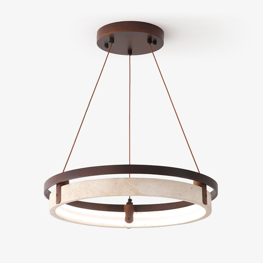 Orbit Travertine Pendant Light 16.9 in Dia Walnut - Tianguang Alabaster Lighting
