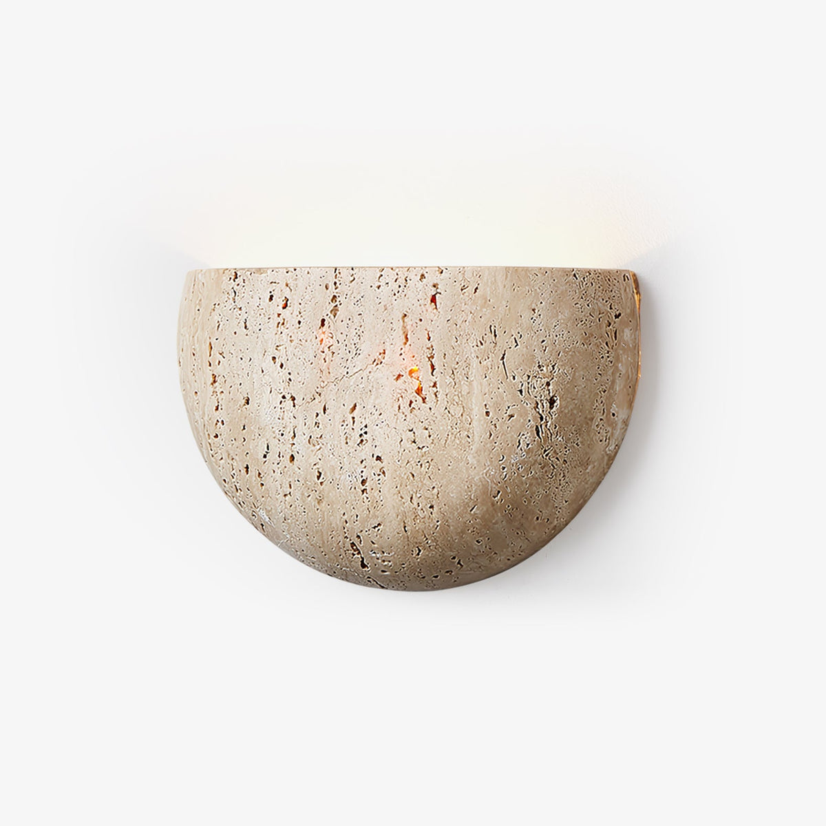 Arc Bowl Travertine Wall Lamp 7.9 in Dia Yellow Travertine - Tianguang Alabaster Lighting