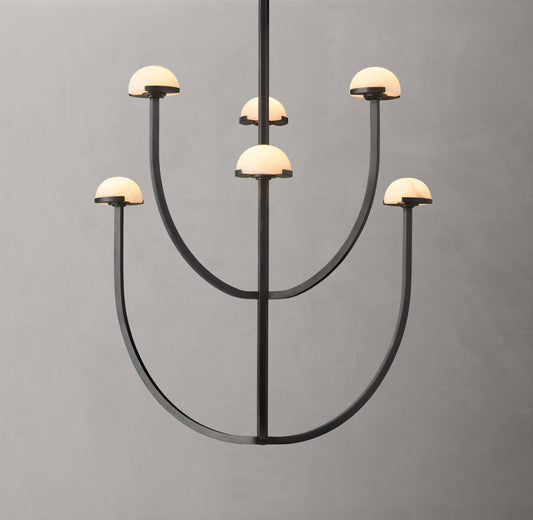Pedra Round Alabaster Chandelier 32" - Tianguang Alabaster Lighting