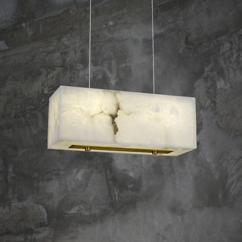 Alabaster Cuboid Dining Room Chandelier - Tianguang Alabaster Lighting