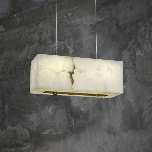 Alabaster Cuboid Dining Room Chandelier - Tianguang Alabaster Lighting