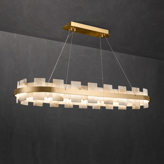 Alabaster Glo Modern Oval Chandelier - Tianguang Alabaster Lighting