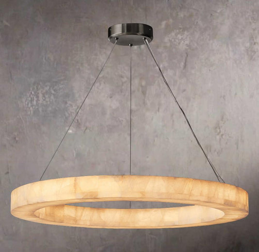 Rivages Lumière Round Calcite Chandelier 40" - Tianguang Alabaster Lighting