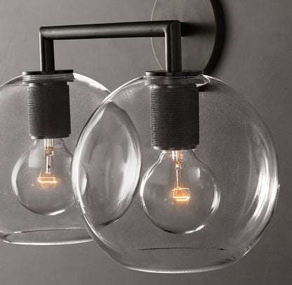Utilitaire Globe Shade Double Wall Light, Bathroom Wall Sconce, detail 9