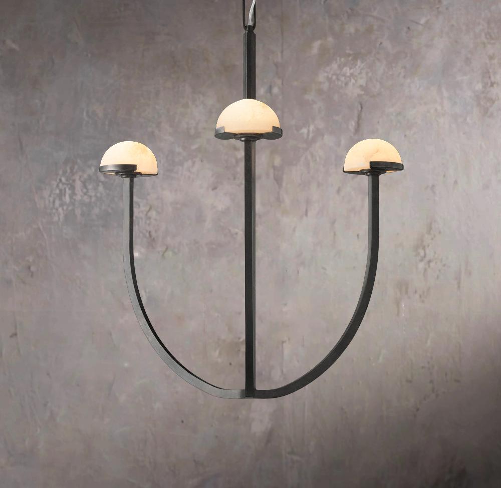 Pedra Circular Pendant Light 24" Alabaster Chandelier - Tianguang Alabaster Lighting