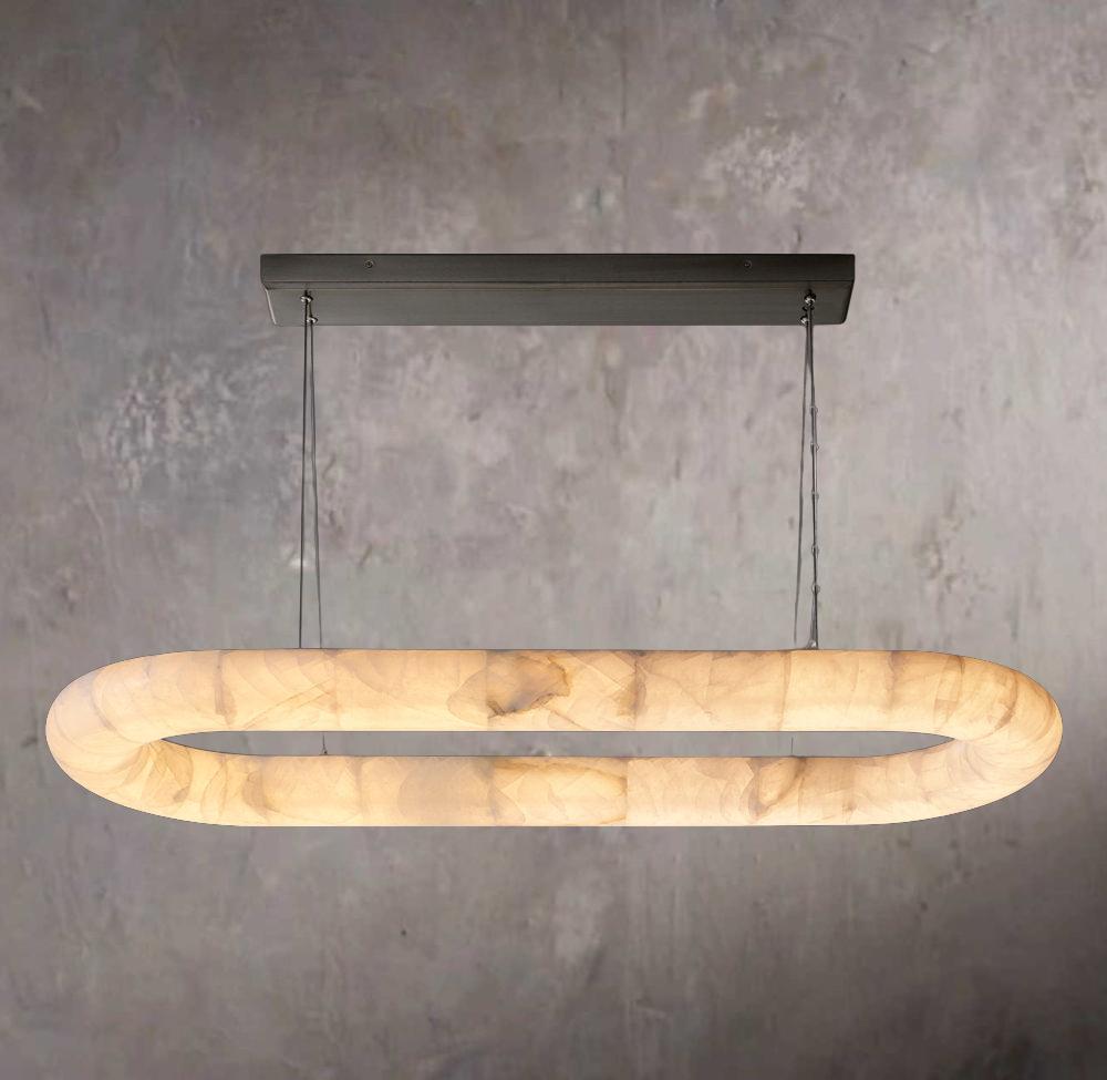 Rivages Smooth Oval Calcite Chandelier 57" - Tianguang Alabaster Lighting
