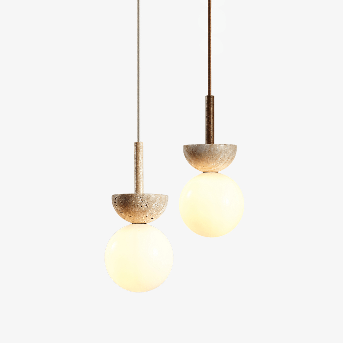 Travertine Half Duo Pendant Light - Tianguang Alabaster Lighting