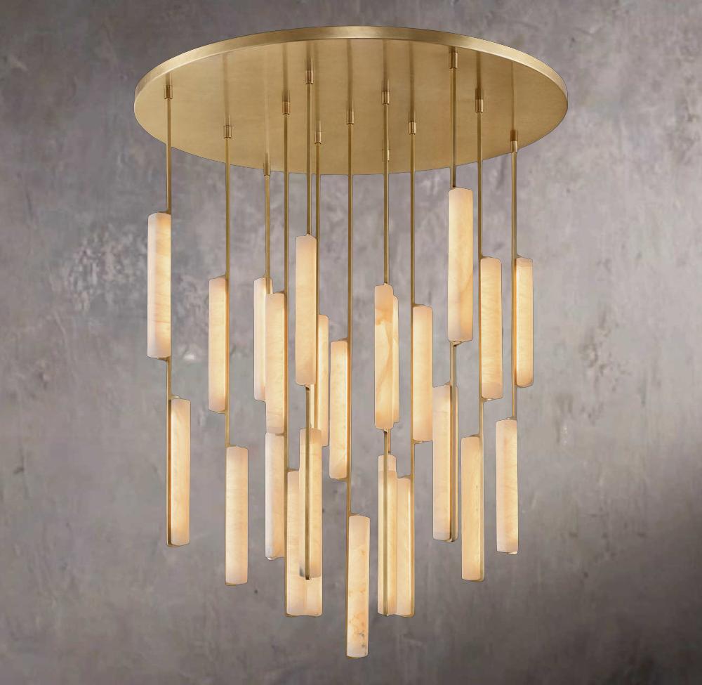 Audubon Alabaster Circular Chandelier 56" - Tianguang Alabaster Lighting