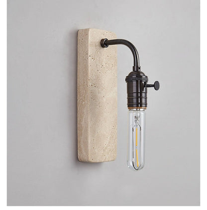 Industrial Stone Wall Light, Hardwired Wall Sconce, Metal, Dia 8cm x H 23cm