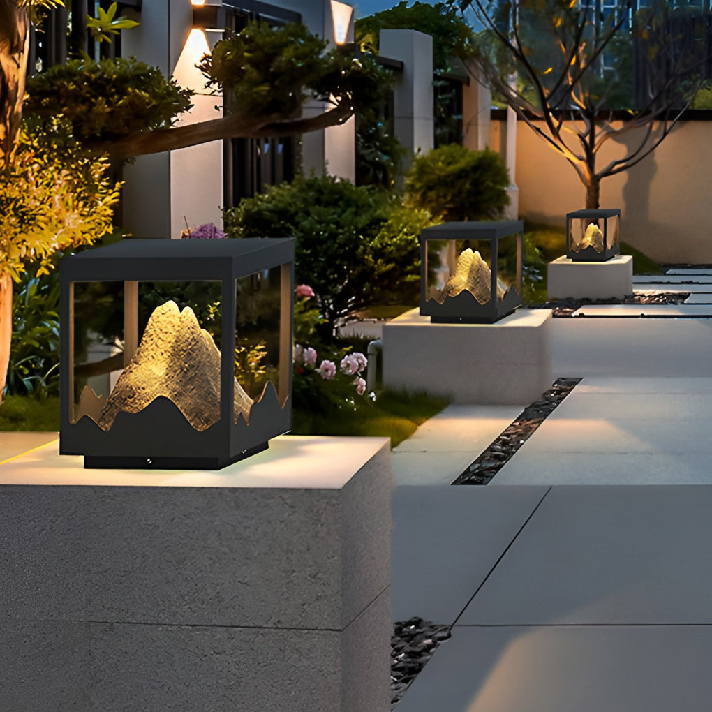 Outdoor Solar Waterproof Mountain Landscape Decorative Lighting Column Light Natural Stone Lighting Fixture - Tianguang Alabaster Lighting