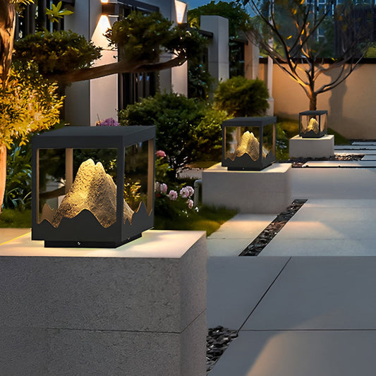 Outdoor Solar Waterproof Mountain Landscape Decorative Lighting Column Light Natural Stone Lighting Fixture - Tianguang Alabaster Lighting