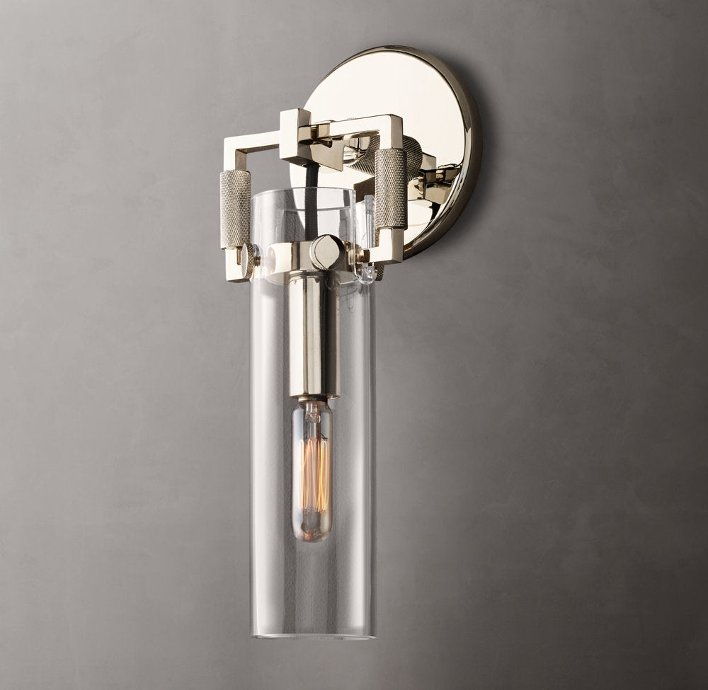 Machinist Glass Cylinder Wall Light 9", Bathroom Wall Sconce, detail 9