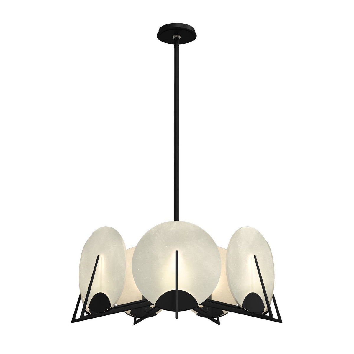 Callisto Seven Light Pendant Black Alabaster Chandelier - Tianguang Alabaster Lighting