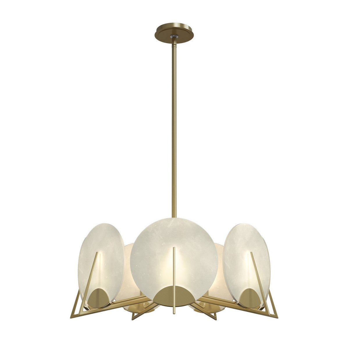 Callisto Seven Light Pendant Modern Brass Alabaster Chandelier - Tianguang Alabaster Lighting