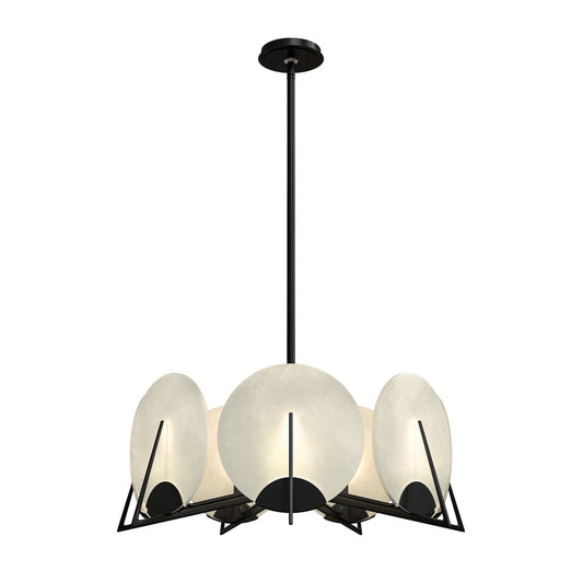 Callisto Seven Light Pendant Ink Alabaster Chandelier - Tianguang Alabaster Lighting