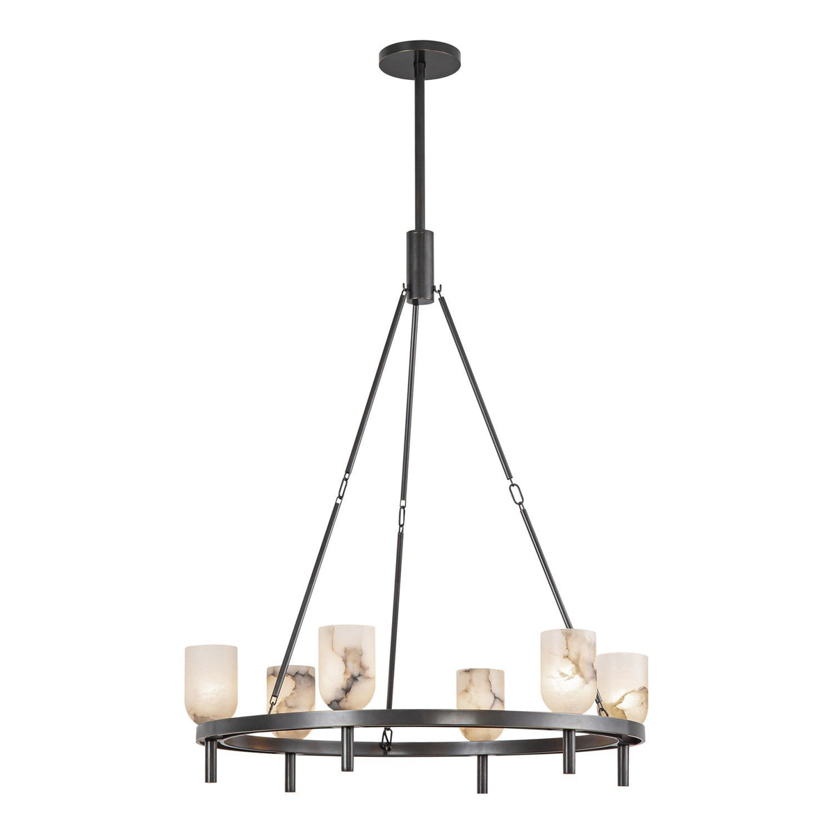 Lucian Six Light Chandelier Urban Bronze/Alabaster - Tianguang Alabaster Lighting
