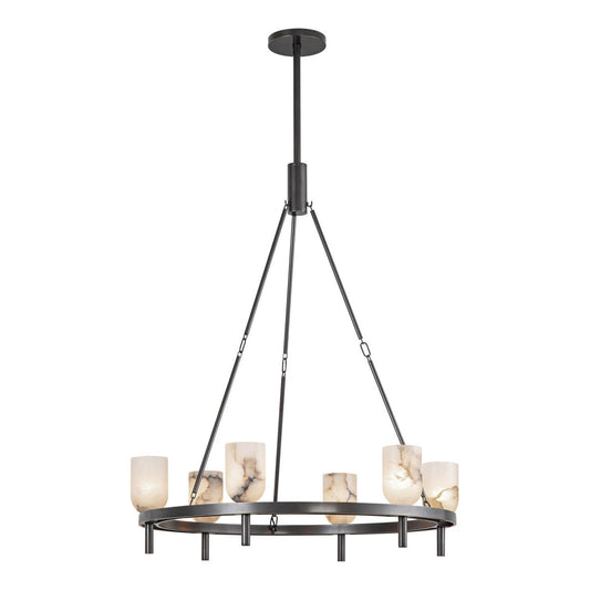 Lucian Six Light Chandelier Urban Bronze/Alabaster - Tianguang Alabaster Lighting