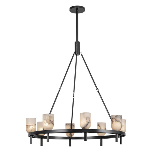 Lucian Eight Light Chandelier Urban Bronze/Alabaster - Tianguang Alabaster Lighting