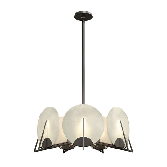 Callisto Seven Light Pendant Dark Smoke Alabaster Chandelier - Tianguang Alabaster Lighting