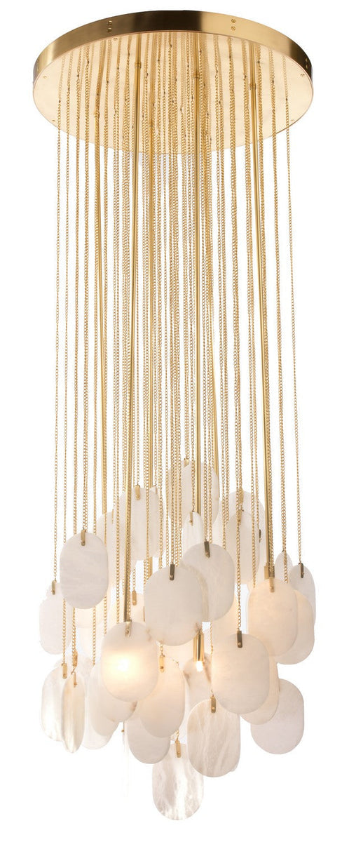 Constaledo Six Light Pendant Brass Alabaster Chandelier - Tianguang Alabaster Lighting