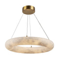 Camila LED Alabaster Chandelier Brushed Brass 19 in Dia - Tianguang Alabaster Lighting