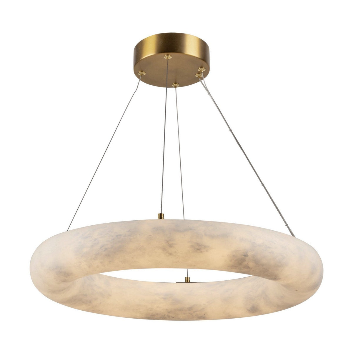 Camila LED Alabaster Chandelier Brushed Brass 19 in Dia - Tianguang Alabaster Lighting