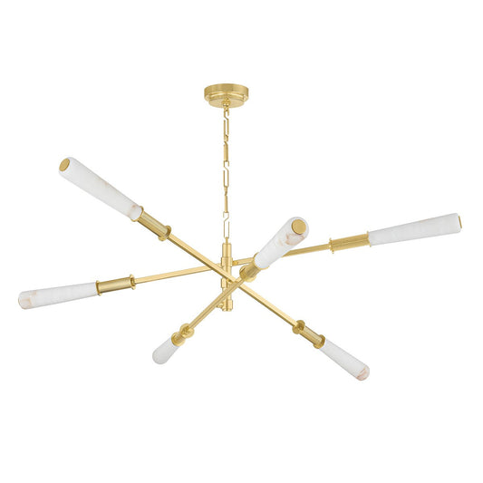 Dashiell LED Alabaster Chandelier Vintage Polished Brass 60 in Dia - Tianguang Alabaster Lighting
