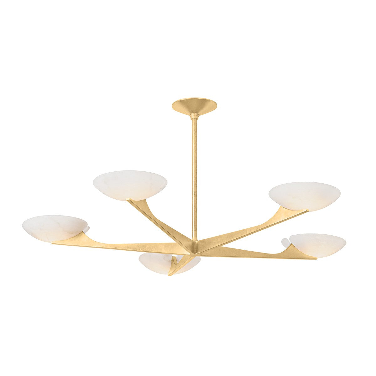 Malachite Five Light Alabaster Chandelier Vintage Gold Leaf - Tianguang Alabaster Lighting