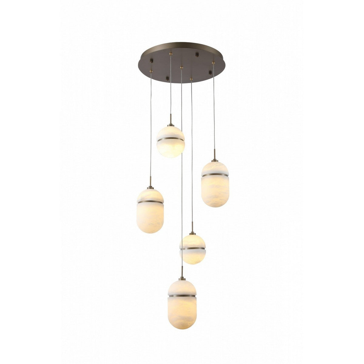 Sedona Five Light Pendant Alabster/ Aged Brass Alabaster Chandelier - Tianguang Alabaster Lighting