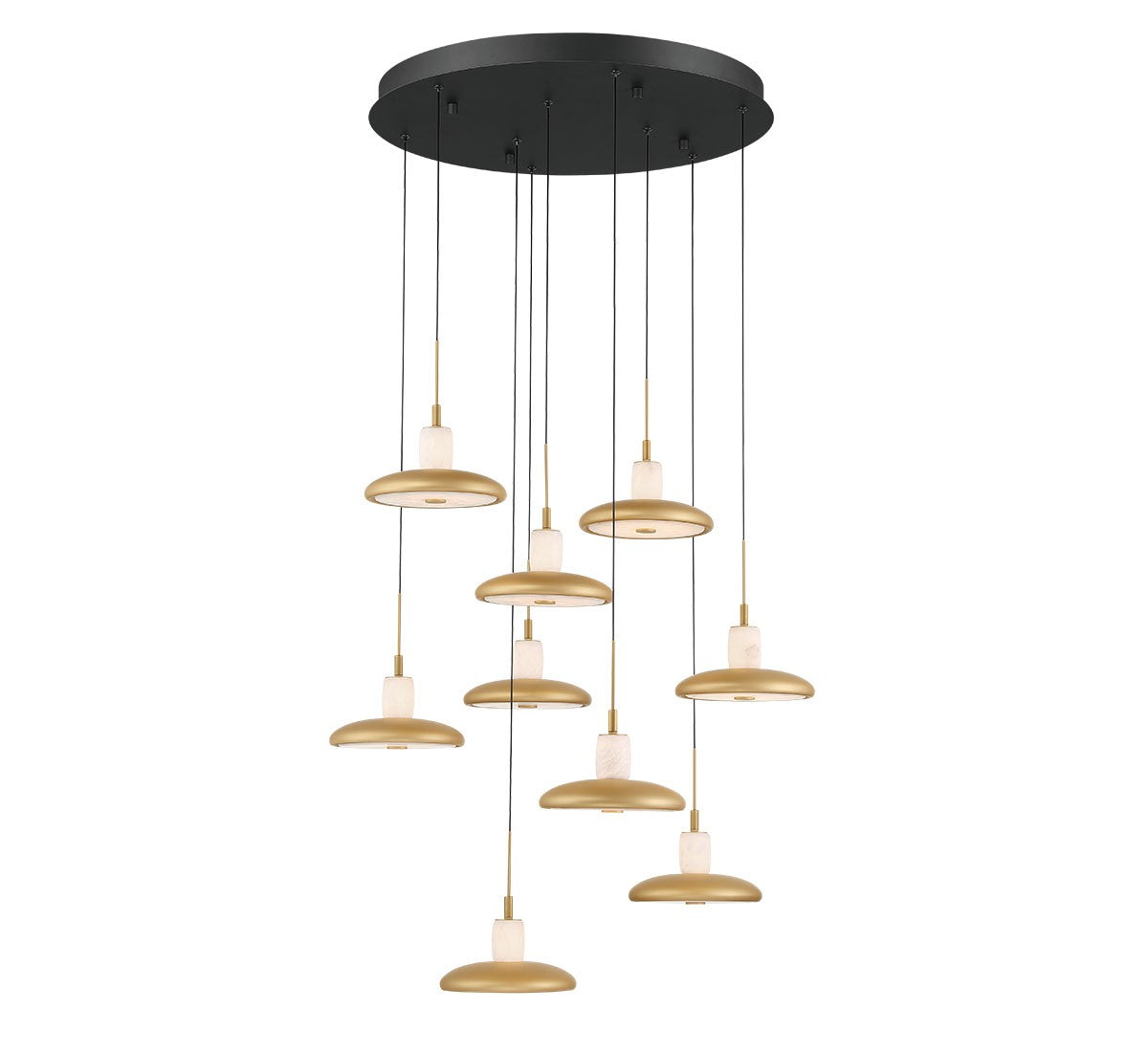 Mantova LED Alabaster Chandelier Matte Black 24 in Dia - Tianguang Alabaster Lighting