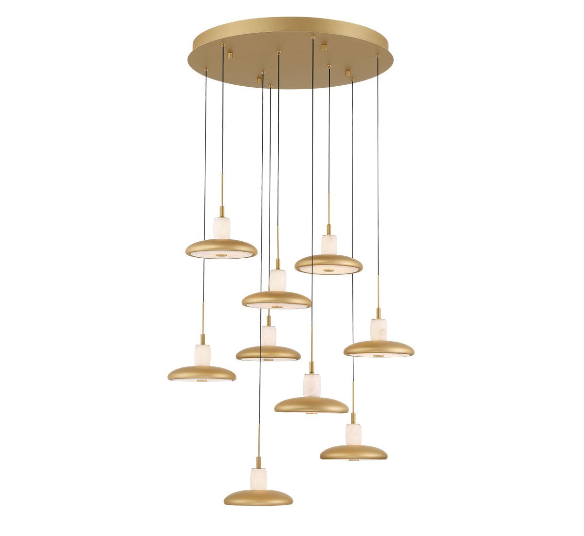 Mantova LED Alabaster Chandelier Painted Antique Brass 24 in Dia - Tianguang Alabaster Lighting