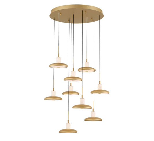 Mantova LED Alabaster Chandelier Painted Antique Brass 24 in Dia - Tianguang Alabaster Lighting