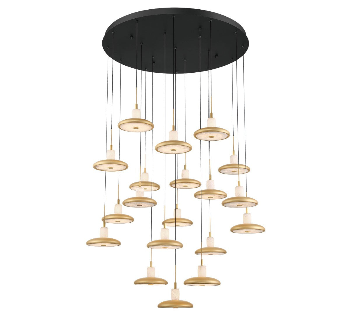 Mantova LED Alabaster Chandelier Matte Black 35.75 in Dia - Tianguang Alabaster Lighting