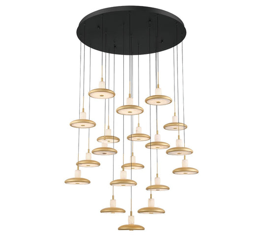 Mantova LED Alabaster Chandelier Matte Black 35.75 in Dia - Tianguang Alabaster Lighting
