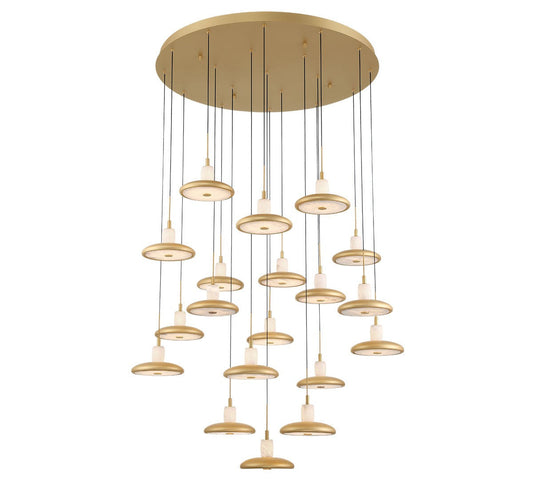 Mantova LED Alabaster Chandelier Painted Antique Brass 35.75 in Dia - Tianguang Alabaster Lighting