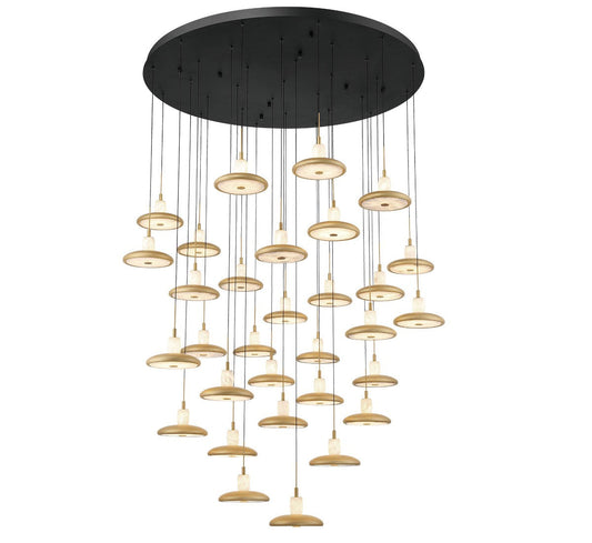 Mantova LED Alabaster Chandelier Matte Black 47.25 in Dia - Tianguang Alabaster Lighting