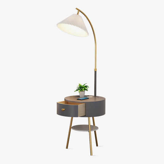 Pleated Arc Floor Light Marble Floor Lamp - Tianguang Alabaster Lighting