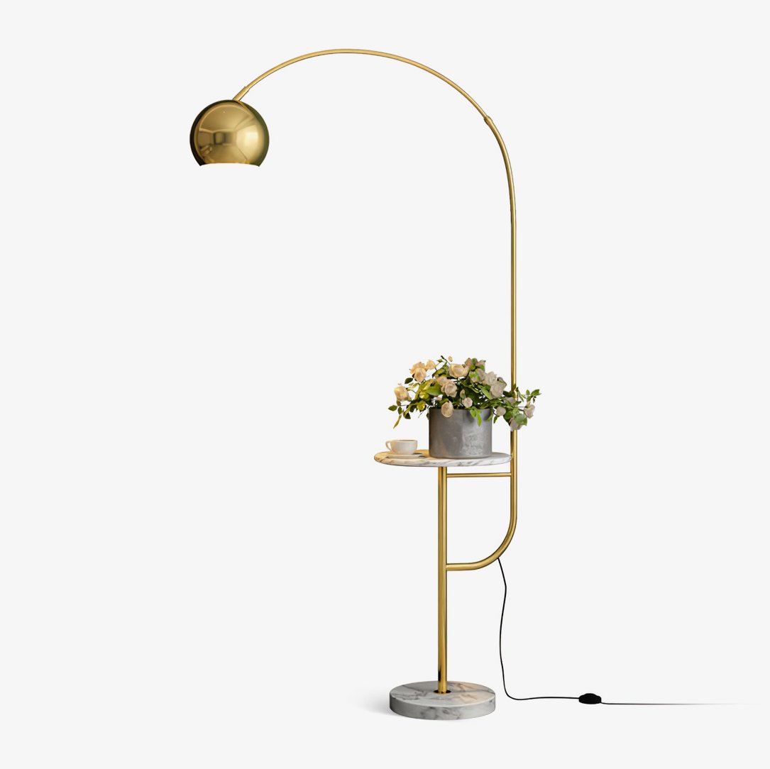 Arc Nightstand Marble Floor Lamp - Tianguang Alabaster Lighting
