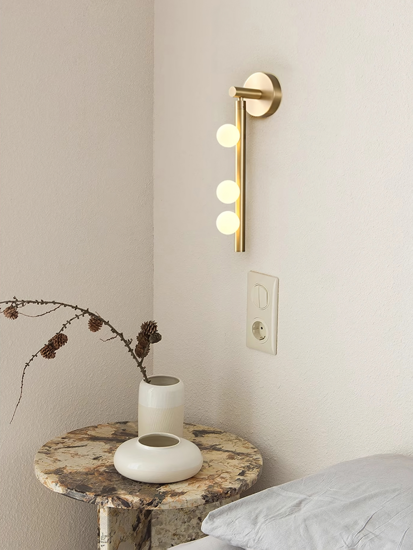 Brass Glass Tube Plug-In Wall Light, Plug-In Wall Sconce, detail 95