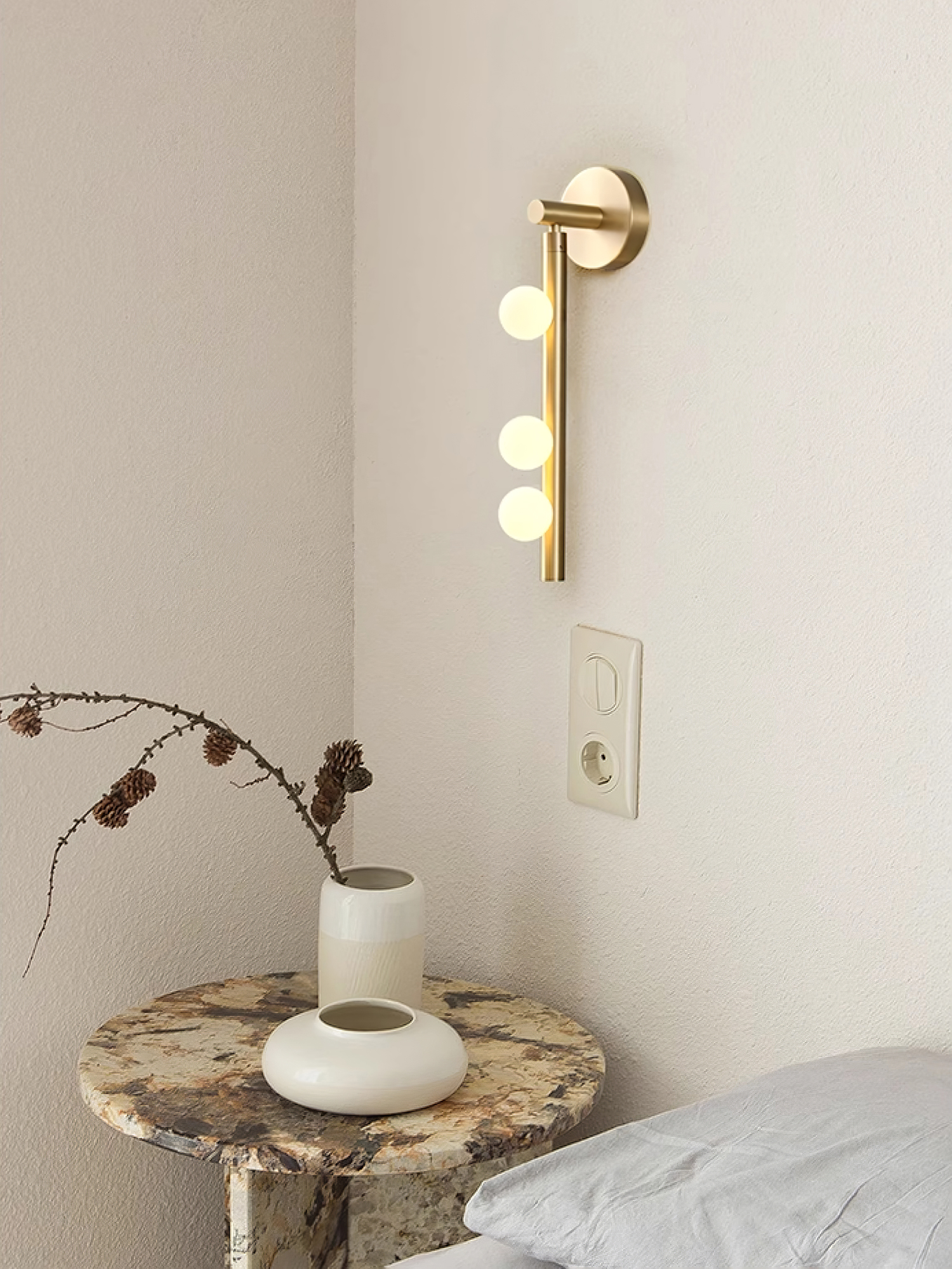 Brass Glass Tube Plug-In Wall Light, Plug-In Wall Sconce, detail 95