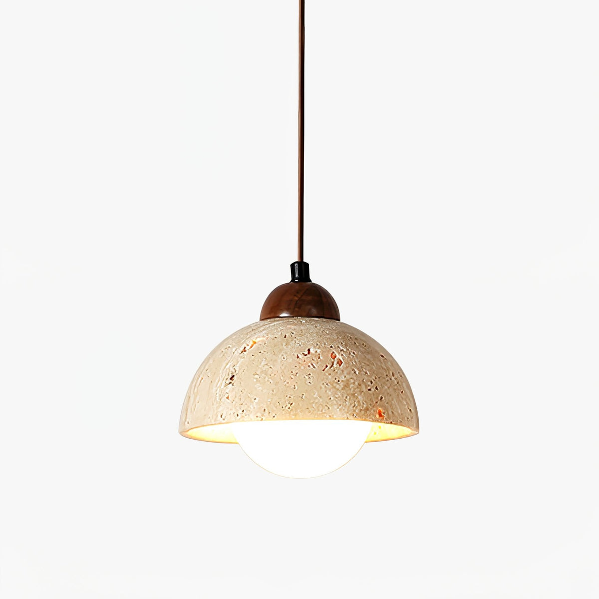 Nora Dome Travertine Pendant Lamp 5.9 in Dia - Tianguang Alabaster Lighting