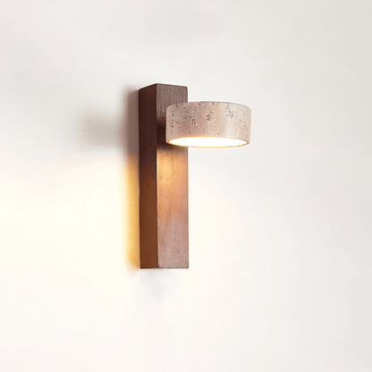 Grove Beam Wall Light, Hardwired Wall Sconce, Yellow Travertine, Dia 10cm x H 23cm