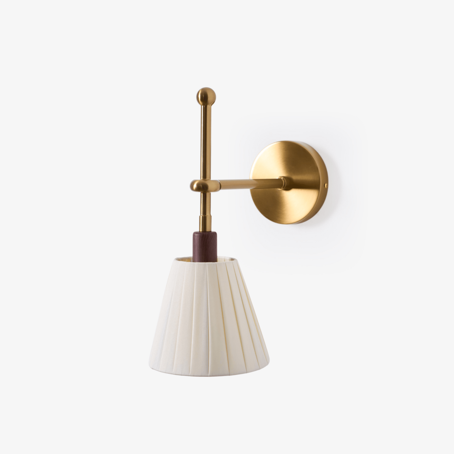 Pleated Fabric wall light with brass arm and shade