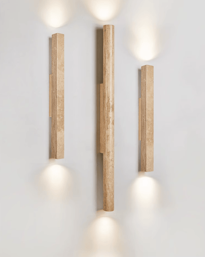 Travertine Column Wall Light, Hardwired Wall Sconce, detail 8