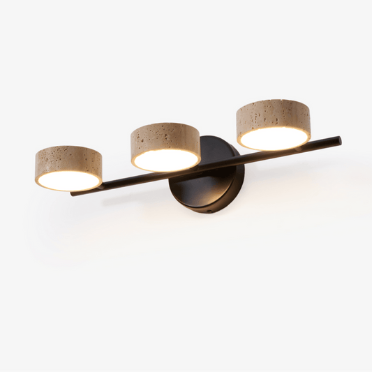 Traviso Beam Vanity Light Travertine Wall Sconce 12.6 in Dia 2 Light - Tianguang Alabaster Lighting