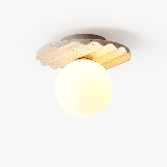 Terra Globe Travertine Ceiling Light - Tianguang Alabaster Lighting